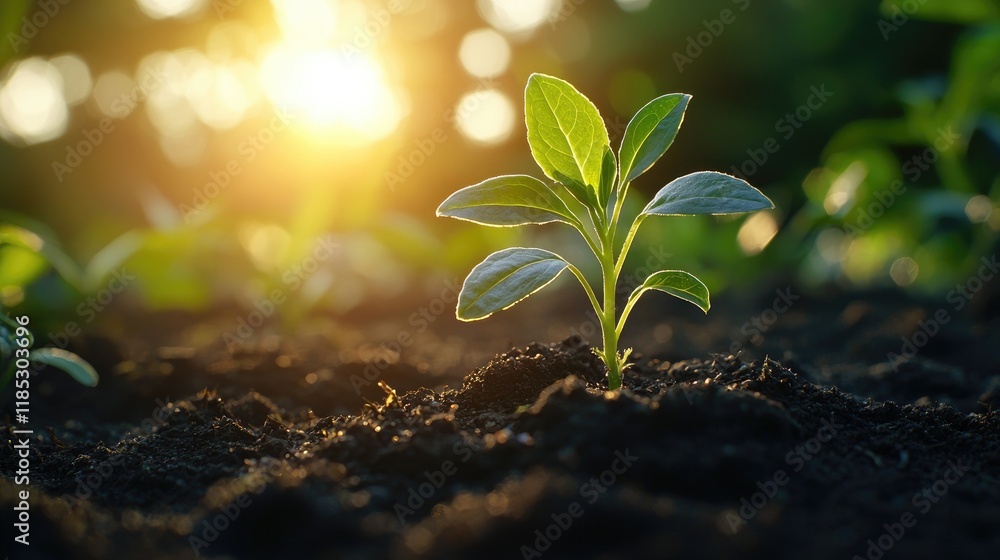Sunrise Seedling: A New Beginning in Nature's Embrace. Sunrise Seedling: A New Beginning in Nature's Embrace.