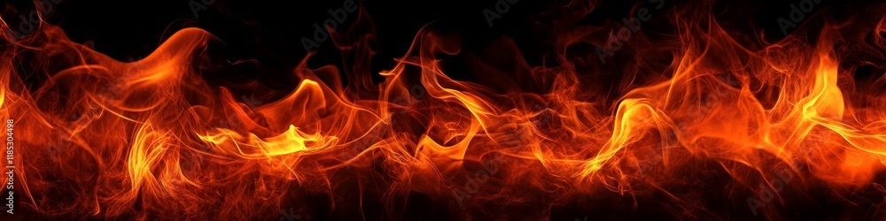 Fototapeta premium A vibrant depiction of flames against a dark background, evoking heat and intensity.