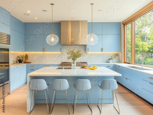 Modern Blue Kitchen Island ...