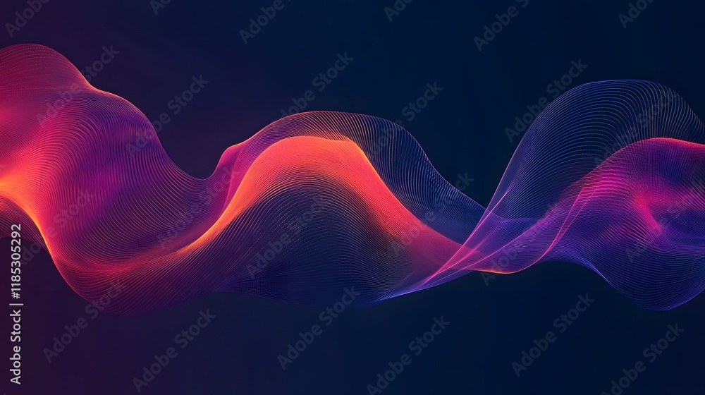Fototapeta premium Abstract Waveform Design Showing Vibrant Hues Of Purple And Orange