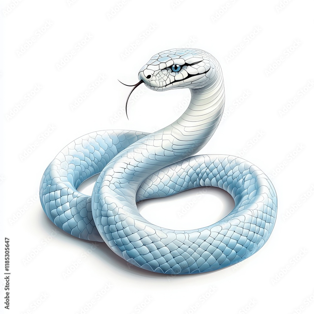 Fototapeta premium Albino Snake, Mystic Serpent, Light Blue Cobra.