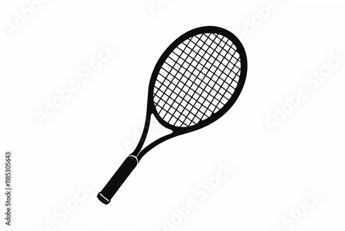 minimalist tennis racket silhouette vector