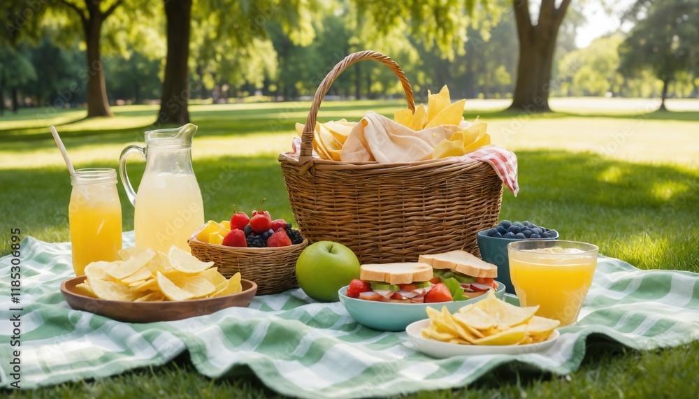 Summer Picnic Spread with Sandwiches and Lemonade Summer Picnic Spread with Sandwiches and Lemonade