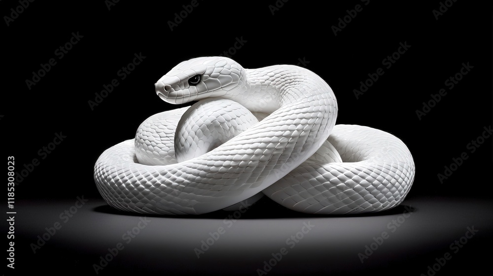 Fototapeta premium White Snake Sculpture in Dramatic Low Light