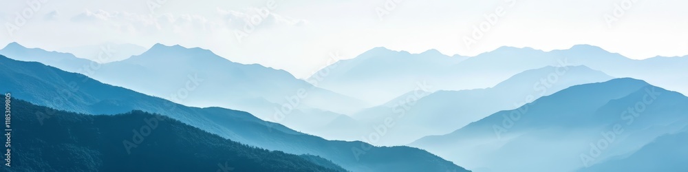 A serene landscape of layered mountains shrouded in mist, evoking tranquility and depth. A serene landscape of layered mountains shrouded in mist, evoking tranquility and depth.