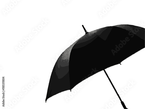 Black umbrella against a plain background showcasing simplicity and elegance