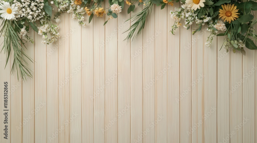 A wooden frame with flowers and leaves A wooden frame with flowers and leaves