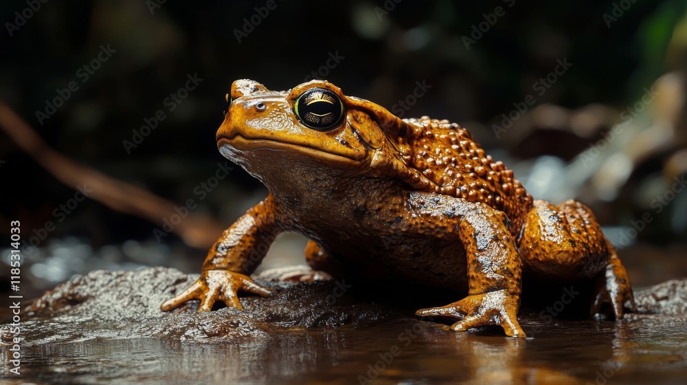 Close-up of a Speckled Toad near Water