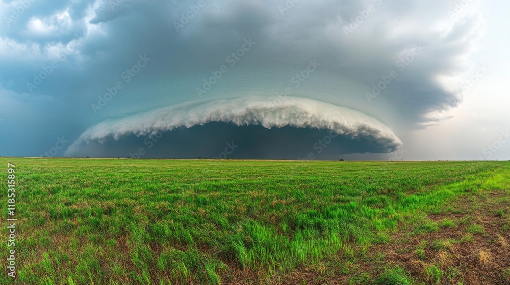 Imposing Supercell Storm Over Green Field Imposing Supercell Storm Over Green Field