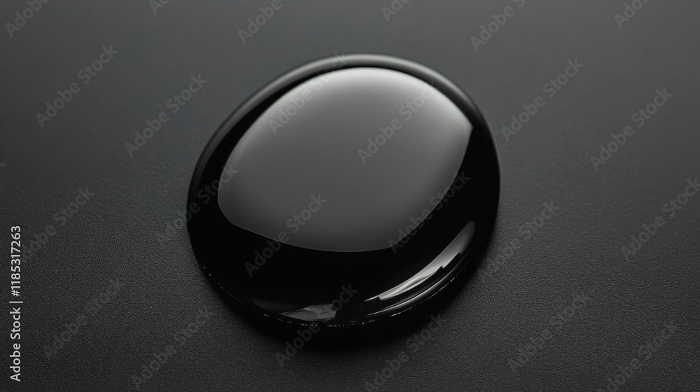 Close-up of a Black Glossy Drop on Dark Surface Close-up of a Black Glossy Drop on Dark Surface
