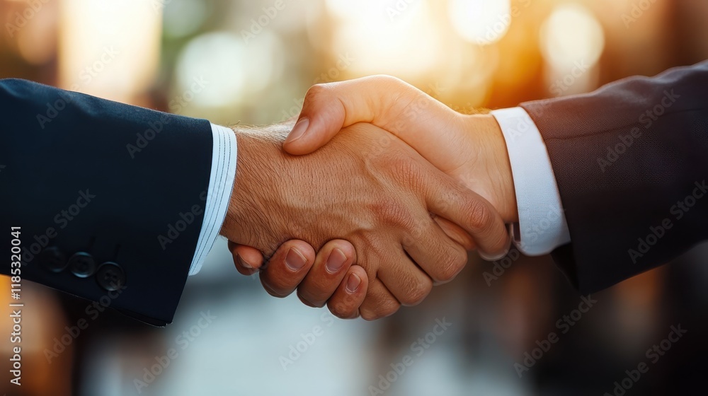Confident rep skillfully closing a deal in an urban setting Confident rep skillfully closing a deal in an urban setting