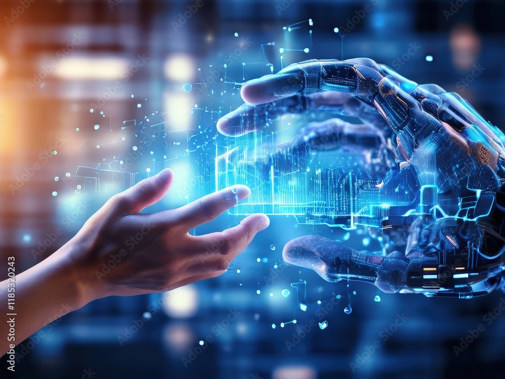 the AI Image Generator, Human and Robot Interaction Representing Connection the AI Image Generator, Human and Robot Interaction Representing Connection