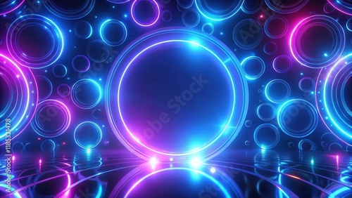 Blue and purple neon circles abstract futuristic motion background, neon, circles, abstract, futuristic, motion, background