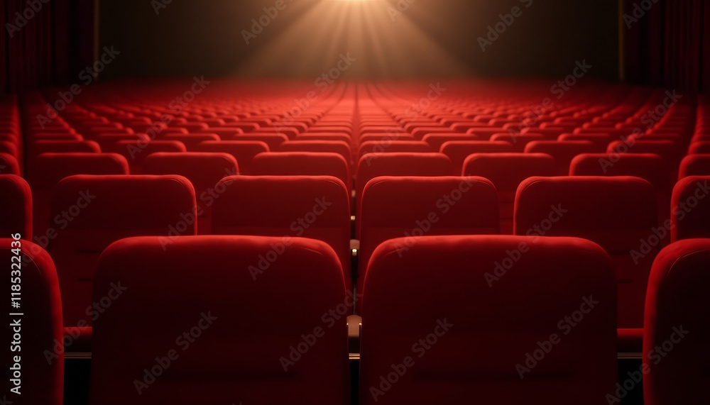 Fototapeta premium Empty Red Theater Seats with Spotlight