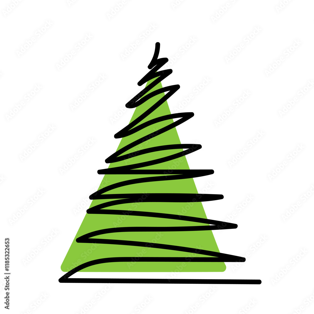 Simple green Christmas tree design with spiral detailing for the holiday season Simple green Christmas tree design with spiral detailing for the holiday season