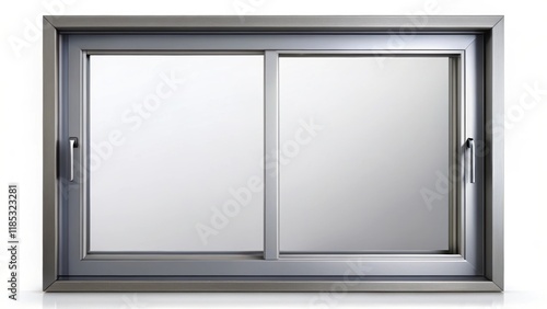 Close up view of a metal aluminum window with a sleek gray silver frame  metal  aluminum  window  close up  detail  architecture