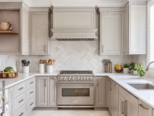 Elegant Modern Kitchen Design With Neutral Cabinets
