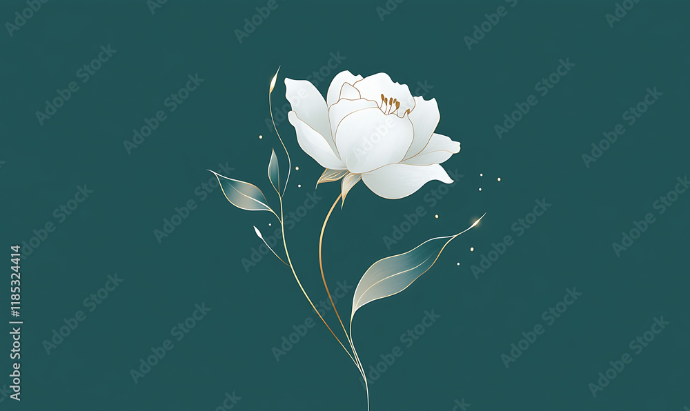Fototapeta premium white flower on a green background-generative ai