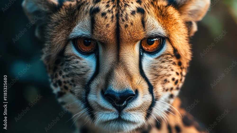 Close-up portrait of a cheetah, intense gaze. Close-up portrait of a cheetah, intense gaze.