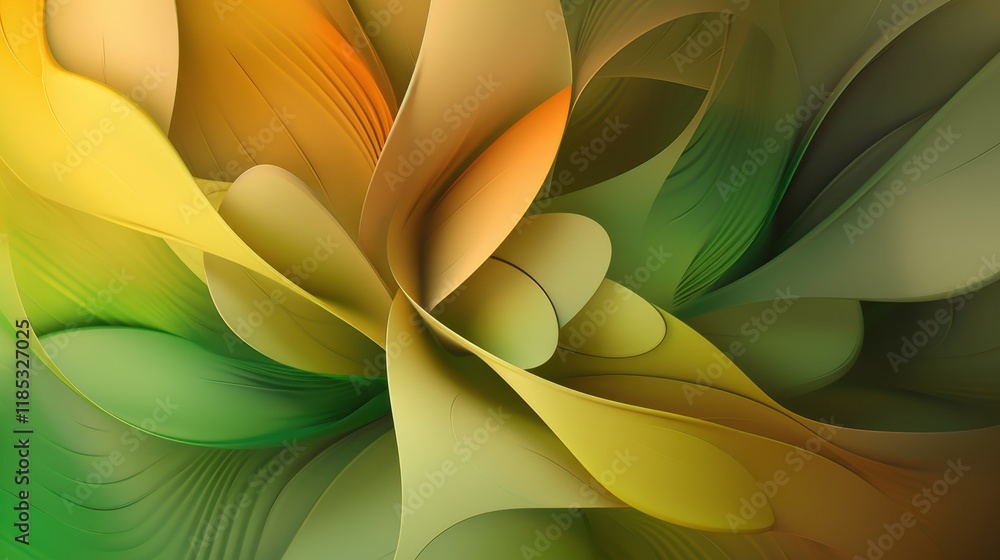 Obraz premium Abstract Swirling Green and Yellow Hues Digital Art Print Modern Minimalist Wall Decor