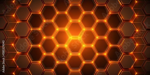 Abstract dark hexagon pattern on orange neon background, abstract, dark, hexagon, pattern, orange, neon, background, vibrant