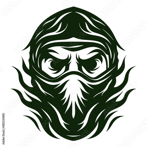 Vector Illustration of a Ninja Shinobi in Action, Featuring Stealthy Movement, Detailed Armor, and Traditional Weapons, Perfect for Martial Arts Artwork, Samurai-Inspired Designs, and Japanese Culture