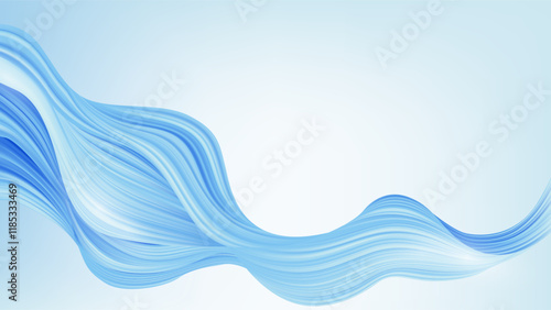 Minimalist abstract background, abstract artwork featuring a flowing, organic form in a soft blue hue. The delicate lines and subtle curves create a sense of elegance and movement