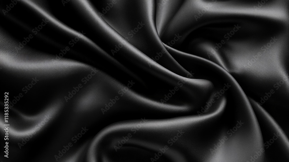 Fototapeta premium Elegant Draped Black Silk Fabric Texture