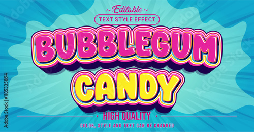 Editable text style effect - Bubblegum Candy text style theme.