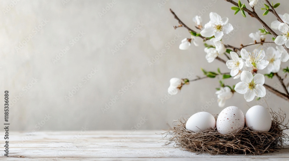 Elegant spring arrangement with eggs and cherry blossoms Elegant spring arrangement with eggs and cherry blossoms