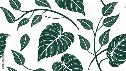 seamless pattern with bo leaves