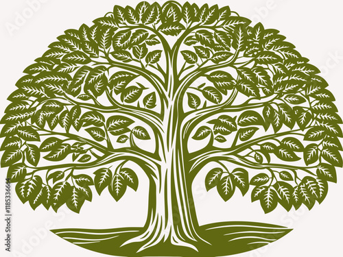 Seamless pattern of bo tree branches and leaves in a floral design for spring and summer decoration