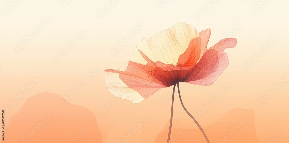 Delicate Peach Poppy Flower Against Soft Background Delicate Peach Poppy Flower Against Soft Background