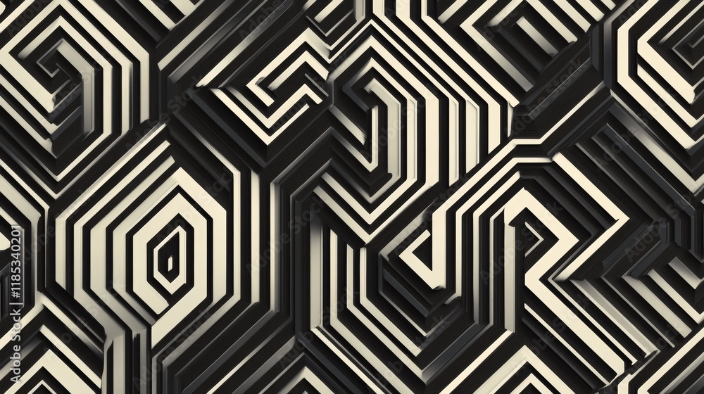 A visually striking 3d geometric pattern designed for wallpaper use its monochrome color scheme offers a modern and minimalist aesthetic, ideal for interior design and decoration purposes A visually striking 3d geometric pattern designed for wallpaper use its monochrome color scheme offers a modern and minimalist aesthetic, ideal for interior design and decoration purposes