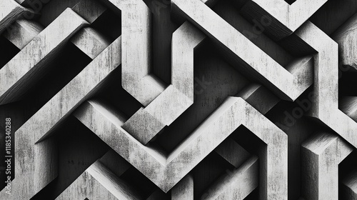 A visually striking 3d geometric pattern designed for wallpaper use its monochrome color scheme offers a modern and minimalist aesthetic, ideal for interior design and decoration purposes