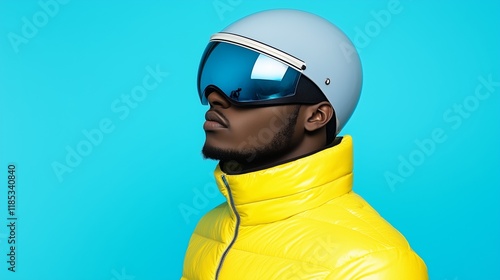 portrait of a young man wearing helmet, generated ai