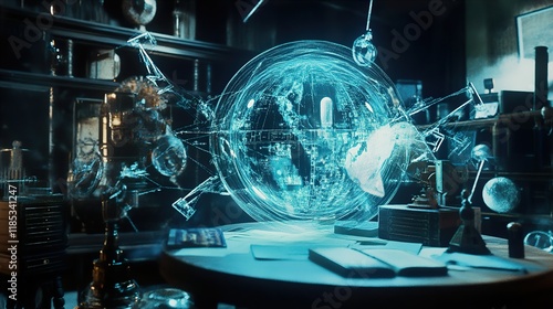 Futuristic Science Fiction Globe: Digital Data Network