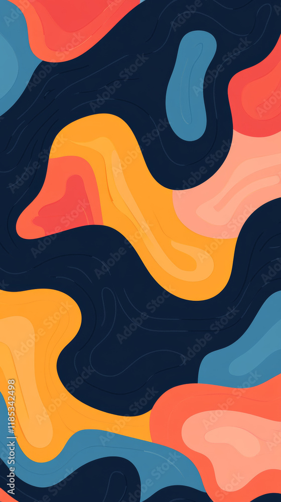 Colorful abstract wavy pattern with vibrant shapes Colorful abstract wavy pattern with vibrant shapes