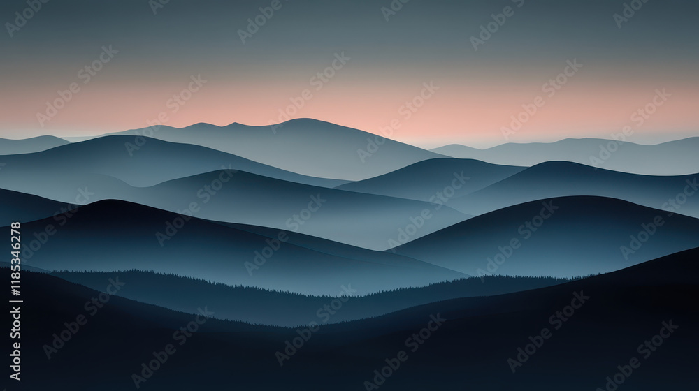Fototapeta premium Serene Twilight Mountainscape 