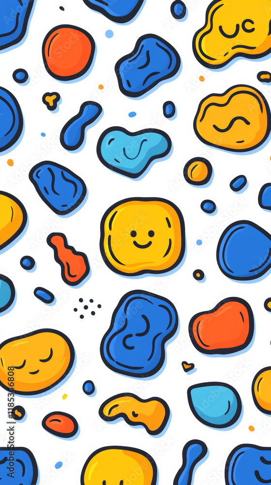 Playful abstract pattern with colorful shapes Playful abstract pattern with colorful shapes