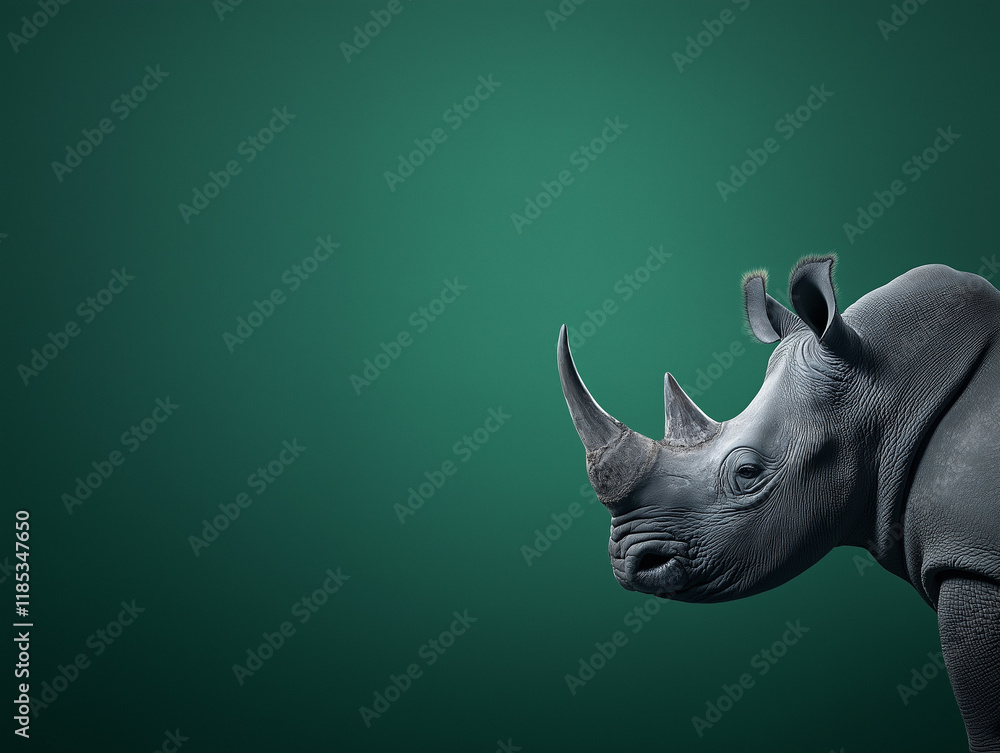Fototapeta premium Spellbound Rhinoceros with Keen Eyes: A Close-Up Encounter