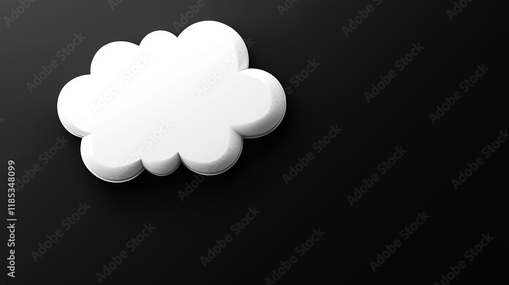 White cloud computing symbol floating on dark background White cloud computing symbol floating on dark background