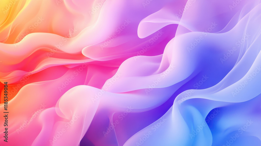 Obraz premium Abstract Rainbow Fabric: A symphony of color in this abstract image, where flowing fabric evokes a sense of movement and energy. The vibrant hues of the rainbow are interwoven.