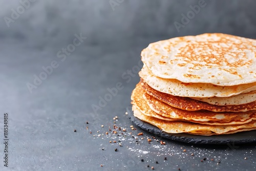 Wallpaper Mural Delicious pancakes stack kitchen food photography cozy setting top view culinary delight Torontodigital.ca