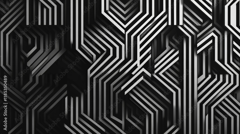 A visually striking 3d geometric pattern designed for wallpaper use its monochrome color scheme offers a modern and minimalist aesthetic, ideal for interior design and decoration purposes A visually striking 3d geometric pattern designed for wallpaper use its monochrome color scheme offers a modern and minimalist aesthetic, ideal for interior design and decoration purposes