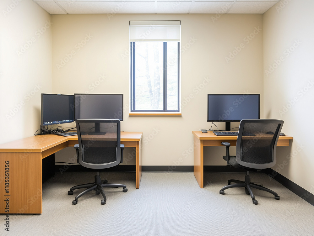 Fototapeta premium Advanced Linguistics Study Room with Language Desks Redefined