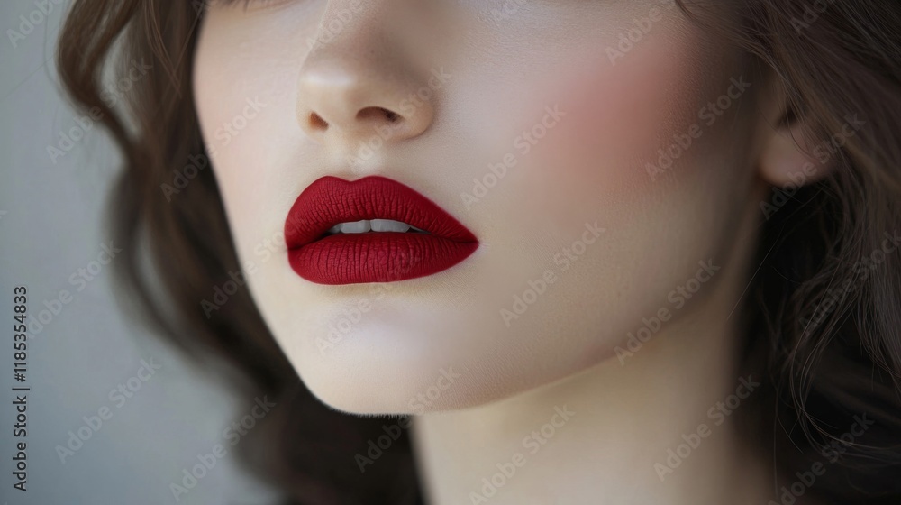Close-up portrait of a woman with red lipstick Close-up portrait of a woman with red lipstick