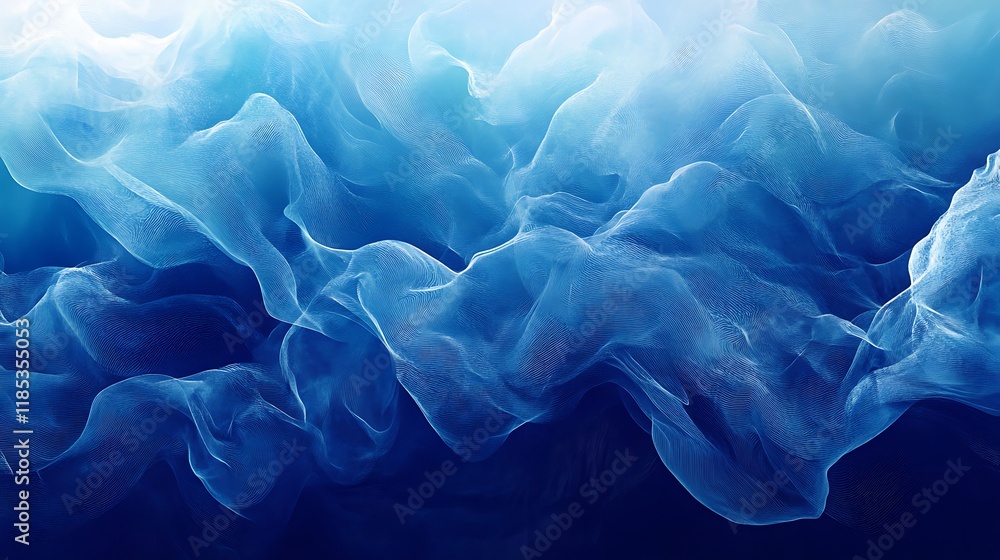 Flowing blue waves abstract ocean scene digital art serenity aerial view Flowing blue waves abstract ocean scene digital art serenity aerial view