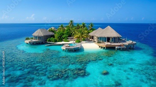 Private island getaway maldives aerial view tropical paradise travel