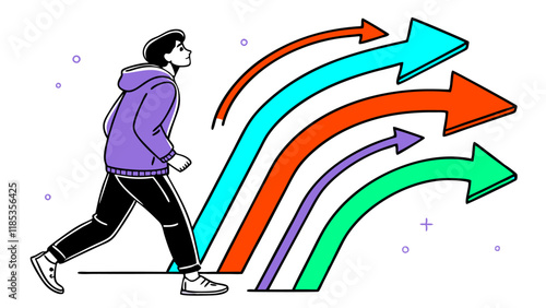 Progress Arrows: Colorful Upward Vector Illustration of Growth & Success.